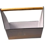 White Metal Farmhouse Caddy Wood Handle Enamel Style Tool Box Garden Tote. Fixed Price $25.00.