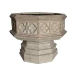Mpg Urn Planter Hexagonal Gothic 24" 19-1/2" Cast Stone Fiberglass Lightweight. Fixed Price $298.01.