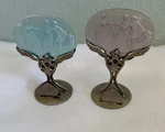 Set Of 2 Antique Camphor Cut Czech Glass Art Deco Place Card Holders Purple. Fixed Price $45.00.