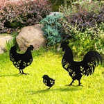 Kolymax 3 Pcs Metal Chicken Yard Art Garden Decorative Stake Hollow Out Black. Fixed Price $17.57.