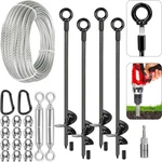 Tinnmao 30'' Ground Anchors Kit Heavy Duty, Galvanized Steel With Cable. Fixed Price $99.84.