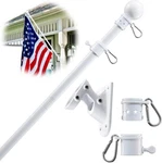 Yeyebest Flag Pole, Kit For House, 2 No-tangle 6FT, White. Fixed Price $22.99.