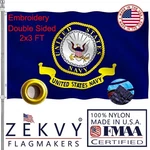 Zekvy Embroidered Navy Emblem Military Flag 2X3 Outdoor Made In Usa - Double Sid. Fixed Price $69.87.