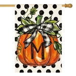 Avoin Colorlife Fall Monogram Letter House Flag Polka Dot Pumpkin 28X40 Inc.... Fixed Price $25.04.