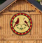 Barn Hex Metal, Pennsylvania Dutch Cardinal Birds Design Pattern Wall Art. Fixed Price $186.96.