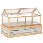 Raised Garden Flower Bed Kit W/ Greenhouse, Wooden Cold Frame Planter, Natural. Fixed Price $158.95.