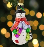 Northlight 5-INCH Red Green Snowman Presents Hanging Glass Christmas Ornament. Fixed Price $12.50.