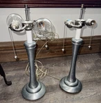 Stiffel Double Pull Table Lamps Cast Metal Base Nickel Colormcm Mid Century 20. Fixed Price $500.00.