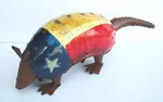 Metal Art Armadillo Sculpture 17" Yard Animal Red White Blue Usa Texas Flag. Fixed Price $35.10.