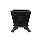 Mpg Planter 15 In. Sq Cast Stone Footed Handmade Freeze Resistant Aged Charcoal. Fixed Price $148.64.