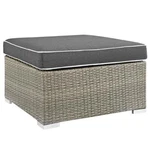Modway Repose Rattan & Fabric Patio Ottoman In Light Gray And Charcoal. Fixed Price $138.15.