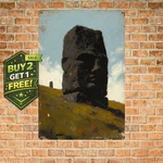 Moai Statue Island Design Tin Retro Tribal Culture Wall Art Decor 8X12. Fixed Price $10.44.