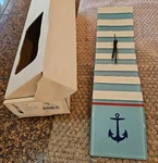 Nib River City Glass Wall Clock 16X4" Blue White Nautical Design Hungary New. Fixed Price $21.25.