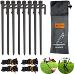 Metal Tent Stakes Heavy Duty 12 Inch 8 Pack With Camp Rope Guy Lines, S.... Fixed Price $40.82.