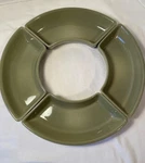 Longaberger Pottery Woven Traditions Sage Green Crescent Dishes Set 4 Lazy Susan. Fixed Price $40.00.