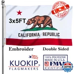 Double Sided Embroidery Californian State Flag 3X5 Outdoor Made In Usa Heavy Dut. Fixed Price $61.93.
