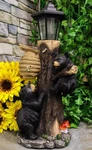 Large Climbing Black Bear Cubs With Beehive Statue W/ Solar Led Lantern Light. Fixed Price $79.99.