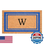 Calloway Mills Blue Border 24"X36" Monogram Doormat Letter Coir Vinyl Back. Fixed Price $57.73.