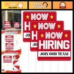 Now Hiring Sign 3 Pcs 12X16 Double-sided Plastic Help Wanted Yard Stake. Fixed Price $34.19.