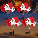 4 Pcs Christmas Solar Poinsettia Lights Outdoor Artificial Flowers Landscape .... Fixed Price $59.88.