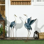 Outsunny 2PCS Heron Garden Statues Metal Yard Art Bird Sculptures, Blue. Fixed Price $59.99.