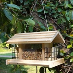 Wooden Bird Feeder For Outdoors Hanging Mount Large Capacity, Pine Garden Roof. Fixed Price $47.80.