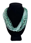 Vintage Shades Of Blue Multi-strand Seed Bead Faux Pearl Statement Necklace 20". Fixed Price $16.00.