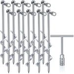 Hiboom 4 Pcs Ground Anchors With Handle Hex Wrench 12 Inch, Silver. Fixed Price $40.99.