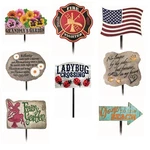 Small Outdoor Garden Stakes: Height 28", Plaque Size 5" - Depending On Design. Fixed Price $19.95.