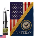 Home Of Navy Burlap Garden Flag - Set With Stand Armed Forces Usn Seabee United. Fixed Price $48.09.