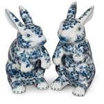 Us Seller - Blue And White Porcelain Rabbit Chinese Statue Set. Fixed Price $259.56.