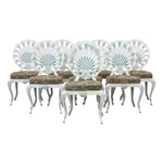 Set Of 8 Brown Jordan Aluminum Grotto Shell Back Dining Chairs Original Vintage. Fixed Price $10995.00.