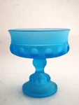 Vintage Blue Tiffin Frosted Glass Pedestal Dish Or Compote. Fixed Price $9.00.