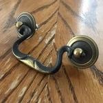 Set Of Antiqued Brass Queen Anne Drawer Pulls 1/2" Centers. Fixed Price $20.00.