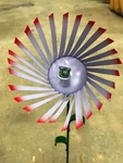 Steel Purple/red Flower Home Garden Stake Yard Art Lawn 22" Tall With Jewel. Fixed Price $8.50.