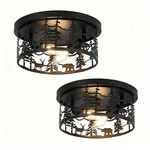 2-PACK Rustic Black Bear Flush Mount Ceiling Light For Home & Cabin. Fixed Price $110.37.