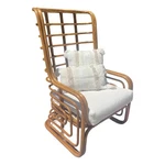 Vintage Brown Jordan Rattan Wingback Chair, New Sunbrella Cushion, Ushipdelivery. Fixed Price $1295.00.