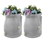 Good Ideas Rain Wizard 50 Gallon Plastic Barrel Urn, Light Granite (2 Pack). Fixed Price $351.98.