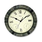 Swim Central 15IN B/o Faux Stone Roman Numeral Outdoor Clock Thermometer. Fixed Price $118.49.