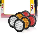 Auovo 4" Round Led Tail Lights With Rubber Grommet 2AMBER+2RED+2WHITE 12/24V 16-. Fixed Price $90.21.