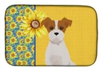 Carolines Treasures Sunflower Brown White Wirehair Jack Russell Terrier Dish Mat. Fixed Price $22.99.