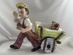 Vtg Italy Ceramic Planter, Buy Pulling Cart, Est Time 1932, 8.5IN Tall, Glazed. Fixed Price $41.00.