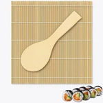 Japanbargain, Sushi Making Kit, Bamboo 1MAT+1PADDLE, Green/yellow. Fixed Price $13.15.