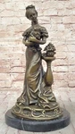 Beautiful Bronze Statue Of Lady With Dog, French Victorian Design By Milo, Hot. Fixed Price $349.50.