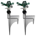 Orbit 2 Pack Metal Impact Lawn Sprinklers On Step Spike Full Circle Coverage. Fixed Price $27.95.