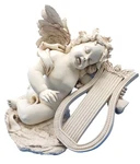 Vintage 20" Design Toscano Italian Baroque Victorian Cherub Angel W Harp Statue. Fixed Price $150.00.