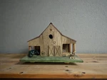 Handcrafted Rustic Barn Birdhouse With Tractor. Fixed Price $135.00.