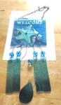 Wind Chime- Starfish- Welcome -square -blue Green-glass -5 Chimes Beads. Fixed Price $17.99.