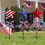 3 Pcs 4TH Of July Outdoor Decor Patriotic Star Metal Garden Stakes Memorial Day. Fixed Price $50.99.