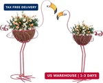 Hogardeck Garden Decor For Outside, Set Of 2 Pink Flamingo Planters With Basket,. Fixed Price $46.86.